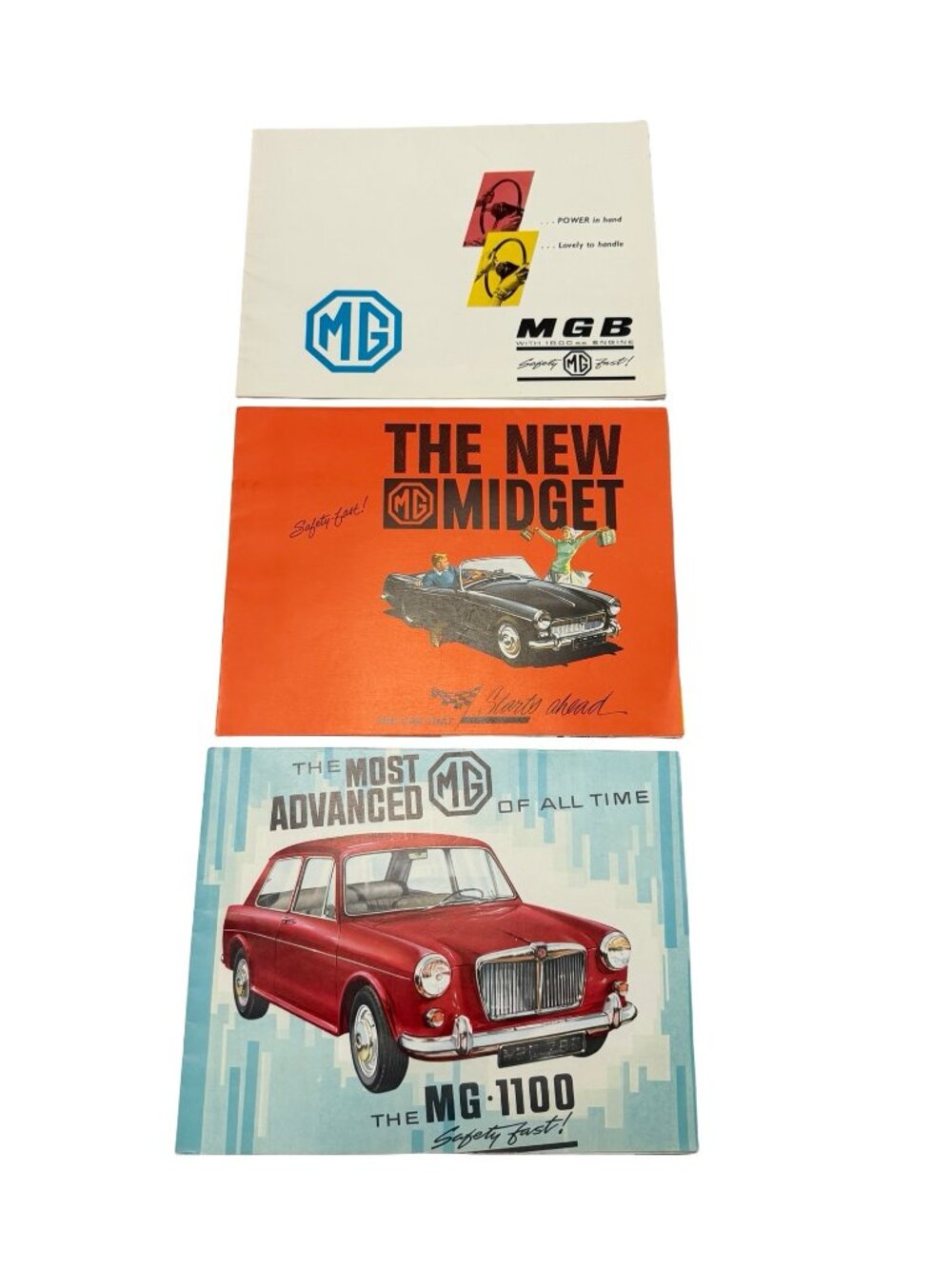 Vintage MG Automobile Sales Brochure Lot MGB MG Midget MG 1100 Original 1960s De